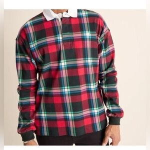 Chubbies Rugby Legacy Shirt Black/Red Plaid Long‎ Sleeve Collar Mens Size XXL